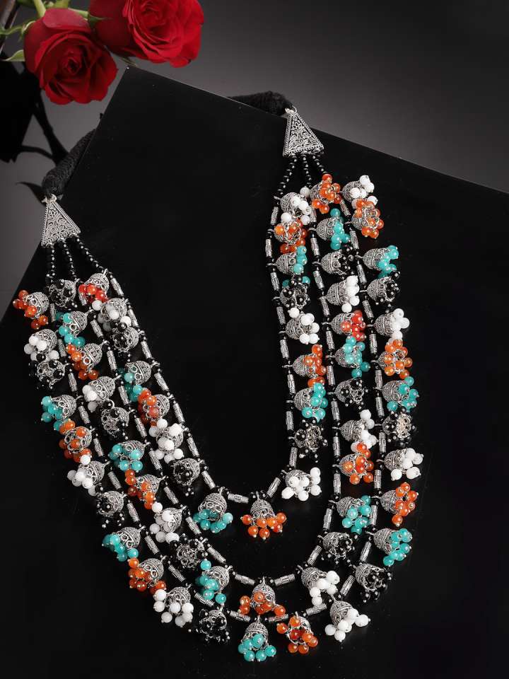 TonedTurquoiseBlueGermanSilverLayeredNecklace2