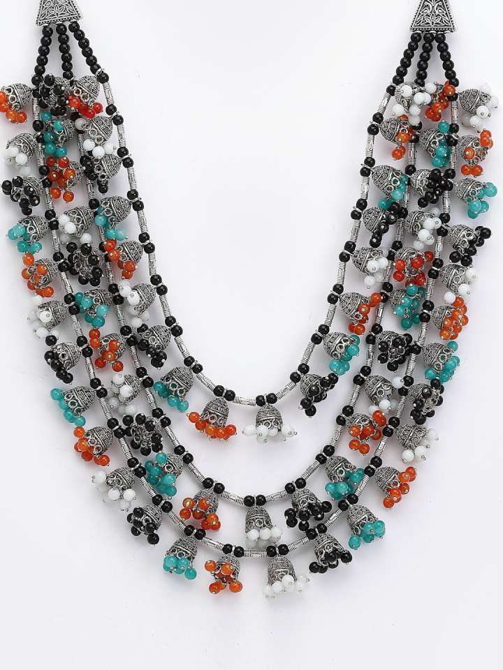 TonedTurquoiseBlueGermanSilverLayeredNecklace4